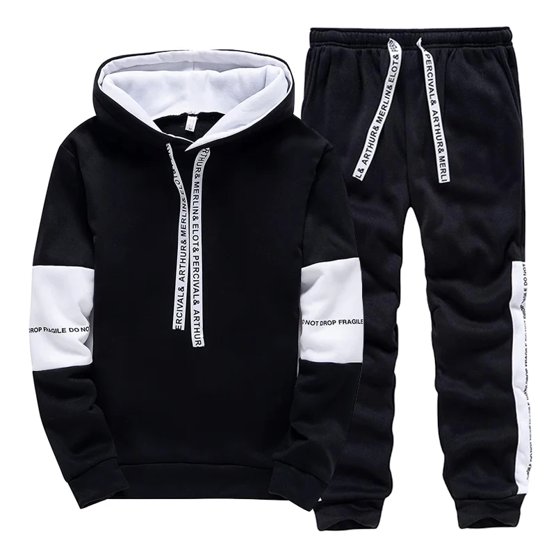 Winter Clothing Fashion - Black White Men's Tracksuit Fashion Casual