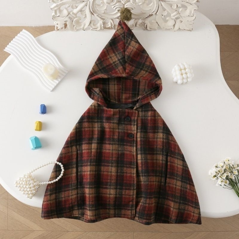 Winter Clothing For Baby Girl - Girls Plaid Cape Children's Coat Cute