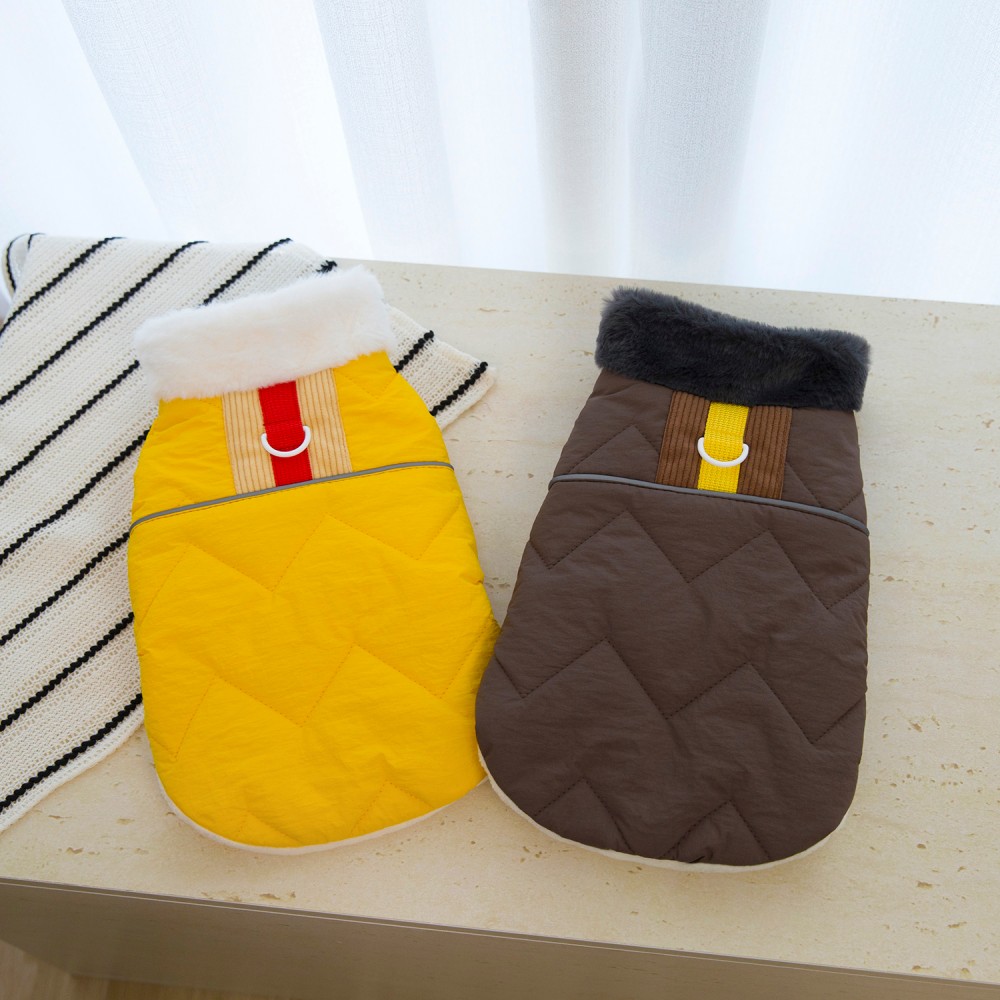 Winter Clothing In French - Fur Collar Winter Pet Dog Jacket