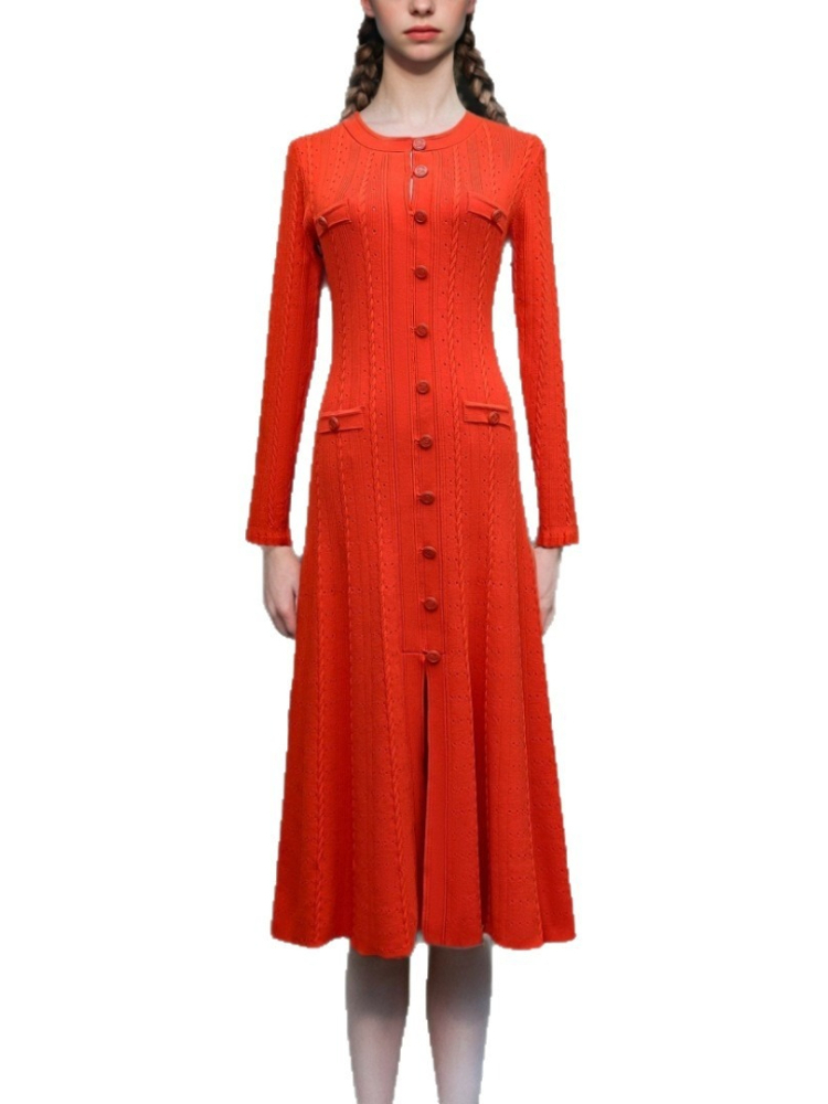 Round Neck Long Sleeved Dress  - Winter Clothing In French recension och pris